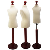 Children Kids Age 2-4 Years Tailors Dummy Mannequin, Cream Torso Bust with a Red Wood Round Base
